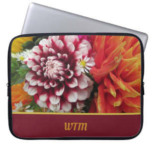 Vet aangepaste laptophoes van Dahlia met Initialen Laptop Sleeve