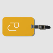 Vet aangepaste monogram retro Mosterd Bagagelabel (Voorkant (horizontaal))