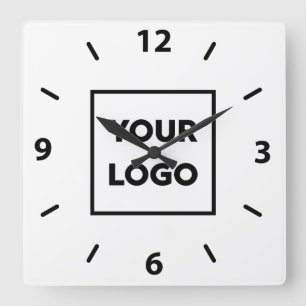 Vet Aangepaste zakelijke Logo op witte achtergrond Vierkante Klok