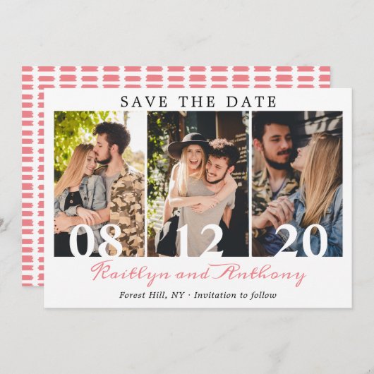 Vet Aantal Moderne Manuscript 3 Foto Save The Date (Voorkant / Achterkant)