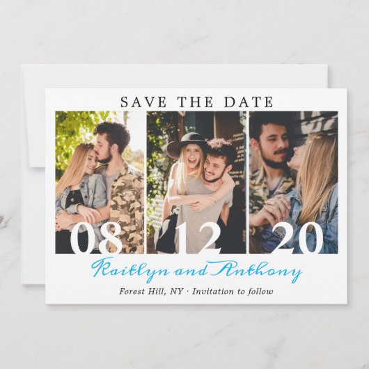 Vet Aantal Moderne Manuscript 3 Foto Save The Date (Voorkant)