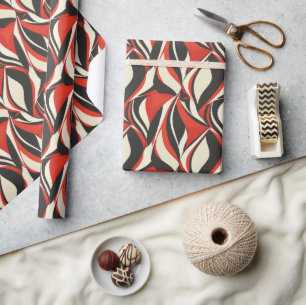 Vet Abstract 2D-patroon met rood, zwart, crème Cadeaupapier