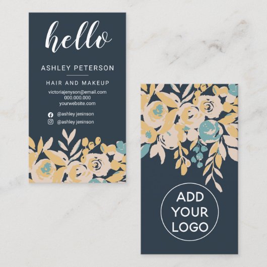 Vet abstract blauw hallo visitekaartje (Voorkant / Achterkant)