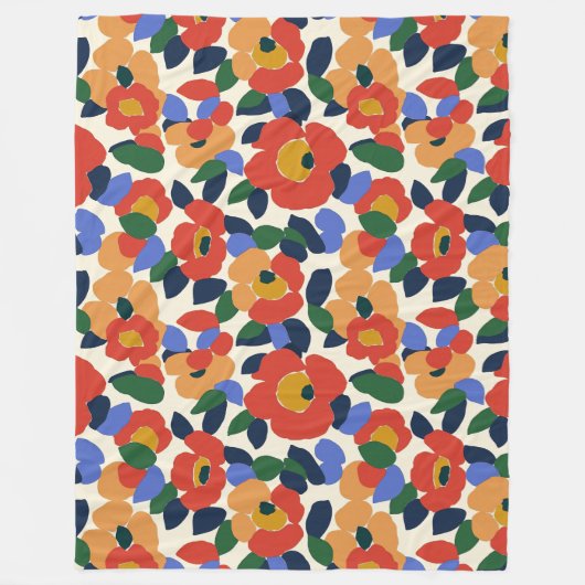 Vet Abstract bloemmotief Fleece Deken (Voorkant)