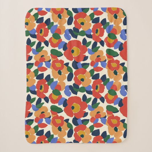 Vet Abstract bloemmotief Sherpa Deken (Voorkant)