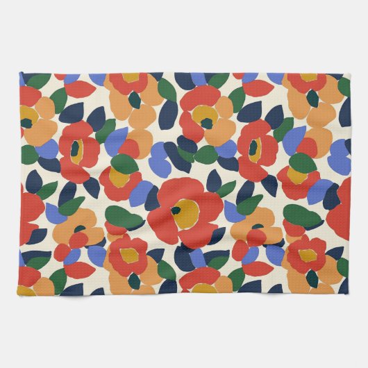 Vet Abstract bloemmotief Theedoek (Horizontaal)