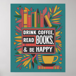 Vet Abstract "Drink koffie, lees boeken" Poster