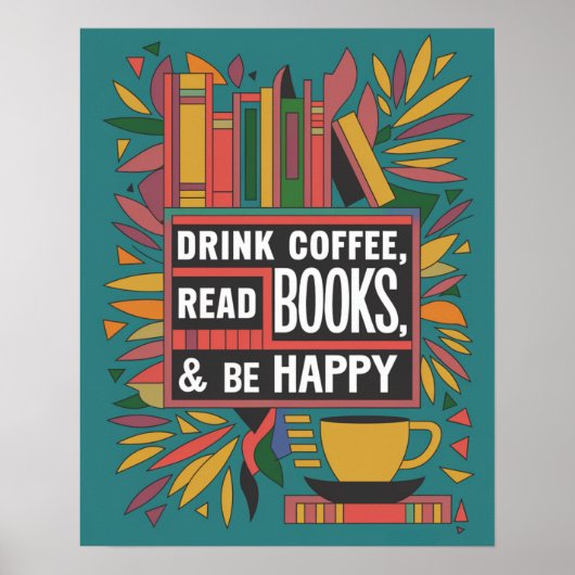 Vet Abstract "Drink koffie, lees boeken" Poster (Voorkant)