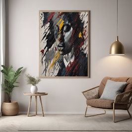 Vet Abstract expressionistisch portret van moderne Perfect Poster