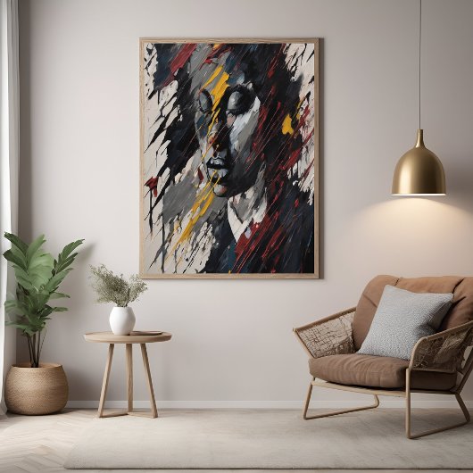 Vet Abstract expressionistisch portret van moderne Perfect Poster