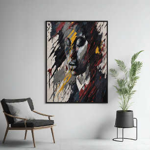 Vet Abstract expressionistisch portret van moderne Poster