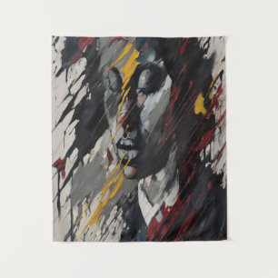 Vet Abstract expressionistisch portret van moderne Wandkleed