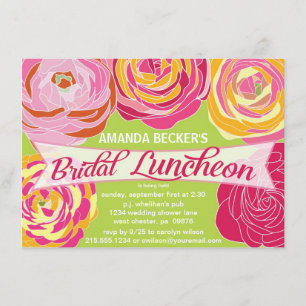 Vet Abstract Floral Bridal Luncheon Kaart