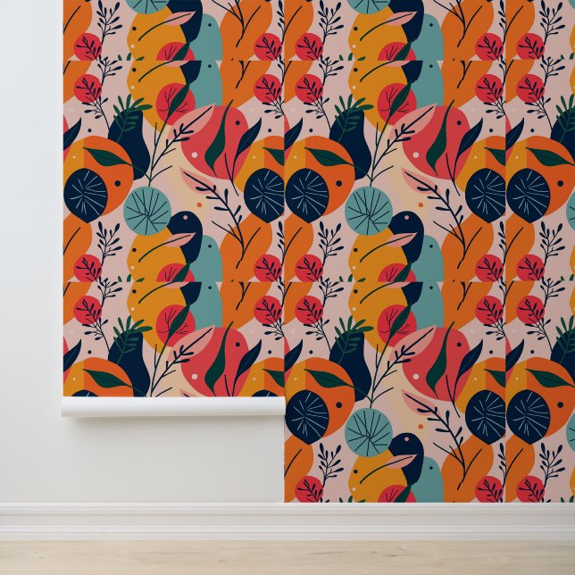 Vet Abstract Floral en Leaf Design Behang (Applicatie)