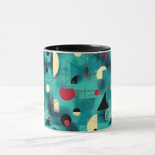 Vet Abstract geometrisch - gepersonaliseerd Blauwg Mok (Midden)