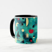 Vet Abstract geometrisch - gepersonaliseerd Blauwg Mok (Voorkant links)