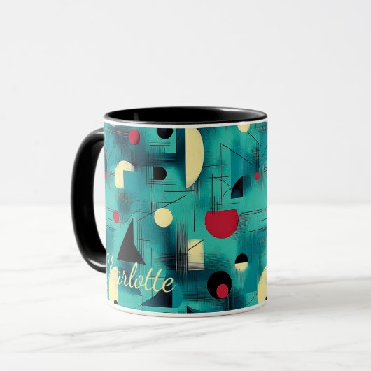 Vet Abstract geometrisch - gepersonaliseerd Blauwg Mok (Voorkant links)