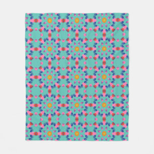 Vet Abstract geometrisch patroon in roze en blauw Fleece Deken
