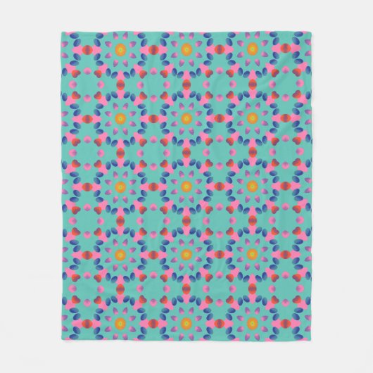 Vet Abstract geometrisch patroon in roze en blauw Fleece Deken (Voorkant)