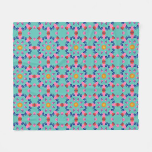 Vet Abstract geometrisch patroon in roze en blauw Fleece Deken (Voorkant (Horizontaal))