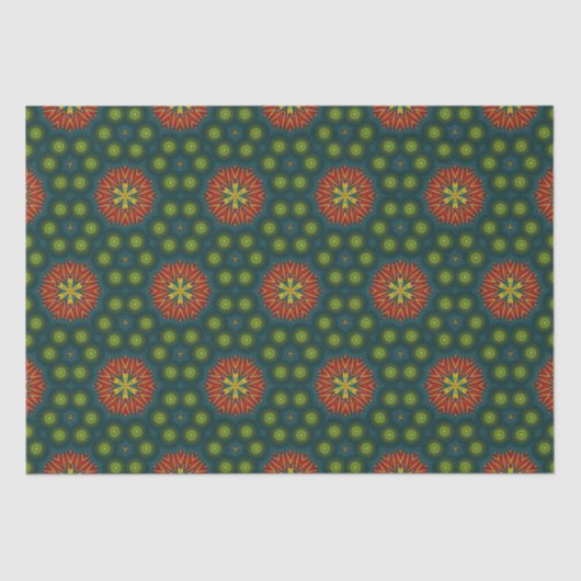 Vet Abstract Hippie Cute Red Green Enic Tribal Tissuepapier (Voorkant)
