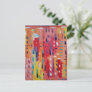 Vet Abstract in rood Sinaasappel en geel Briefkaart
