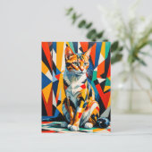 Vet Abstract kattenkunstwerk Briefkaart (Staand voorkant)