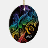 Vet Abstract kleurrijke regenboogroker Elegant Keramisch Ornament (Rechts)