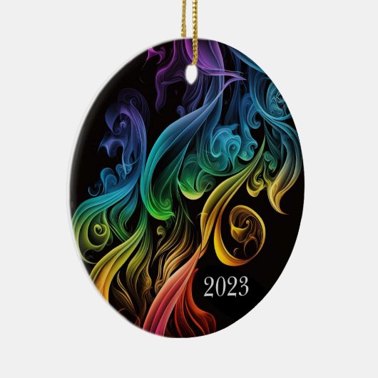 Vet Abstract kleurrijke regenboogroker Elegant Keramisch Ornament (Rechts)