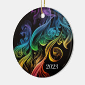 Vet Abstract kleurrijke regenboogroker Elegant Keramisch Ornament (Links)