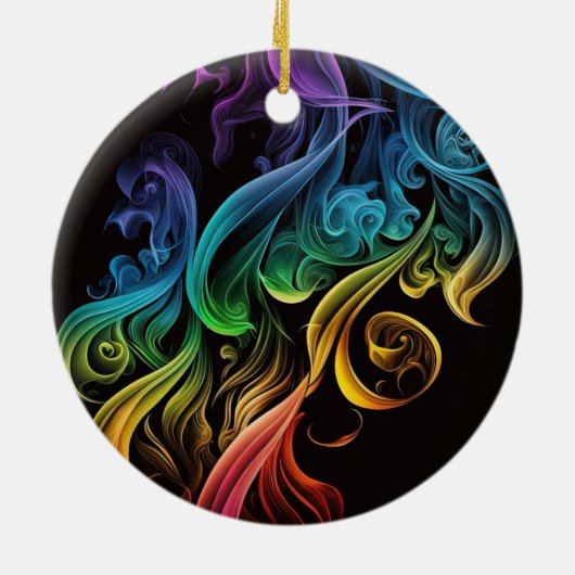 Vet Abstract kleurrijke regenboogroker Elegant Keramisch Ornament (Achterkant)