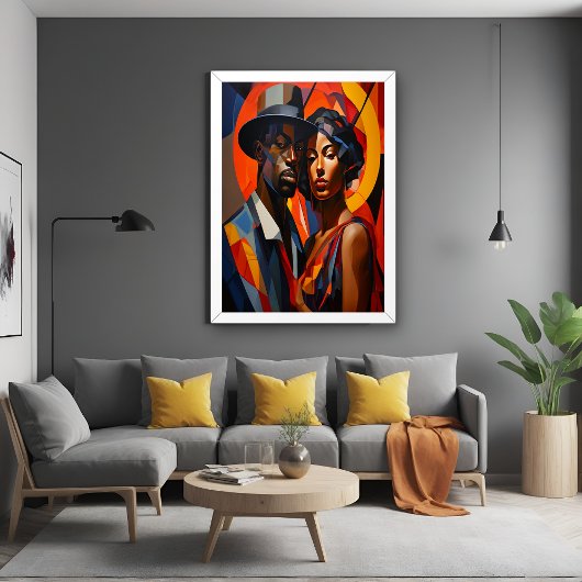 Vet Abstract Kubisme Paar Portret - Moderne Kunst Perfect Poster