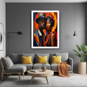 Vet Abstract Kubisme Paar Portret - Moderne Kunst Poster