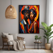 Vet Abstract Kubisme Paar Portret - Moderne Kunst Poster