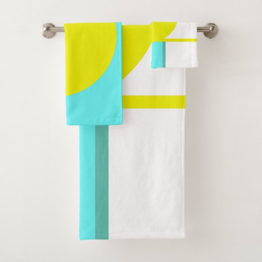 Vet Abstract Kunstcirkel Turquoise Green Yellow Bad Handdoek (Insitu)