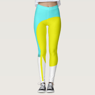 Vet Abstract Kunstcirkel Turquoise Green Yellow Leggings