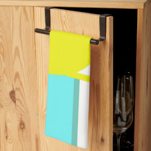 Vet Abstract Kunstcirkel Turquoise Green Yellow Theedoek