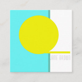 Vet Abstract Kunstcirkel Turquoise Green Yellow Vierkante Visitekaartje