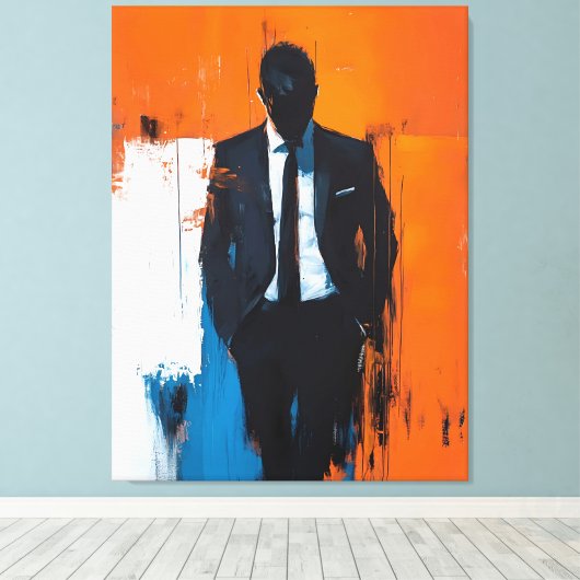 Vet Abstract Man in Suit Canvas Afdruk (Insitu (Houten vloer))