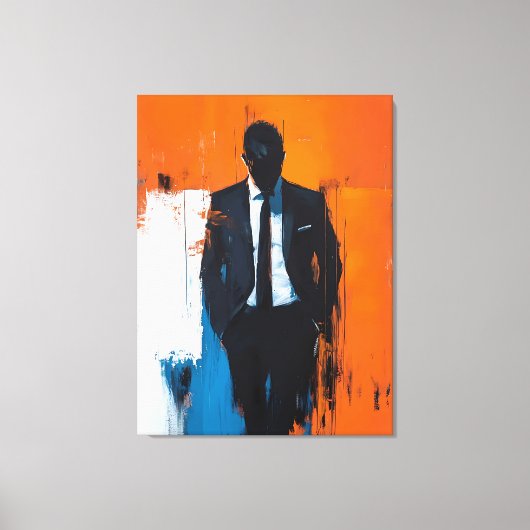 Vet Abstract Man in Suit Canvas Afdruk (Voorkant)