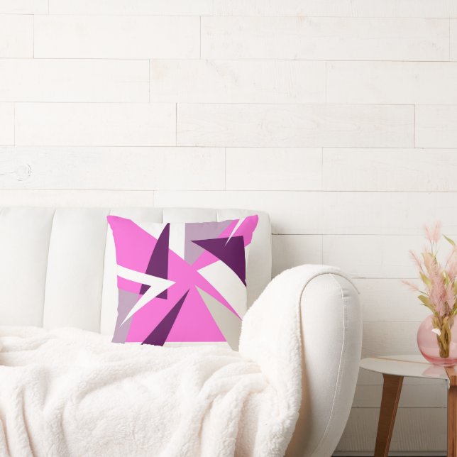 Vet Abstract Paars Roze Grijs Kussen (Bank)