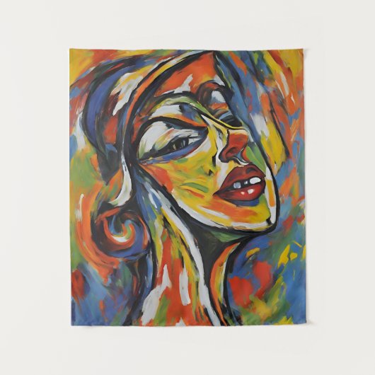 Vet Abstract Portret - Expressionisme Kunst Wandkleed (Voorkant)