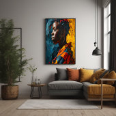 Vet Abstract Portret Levendig Expressionisme Kunst Poster