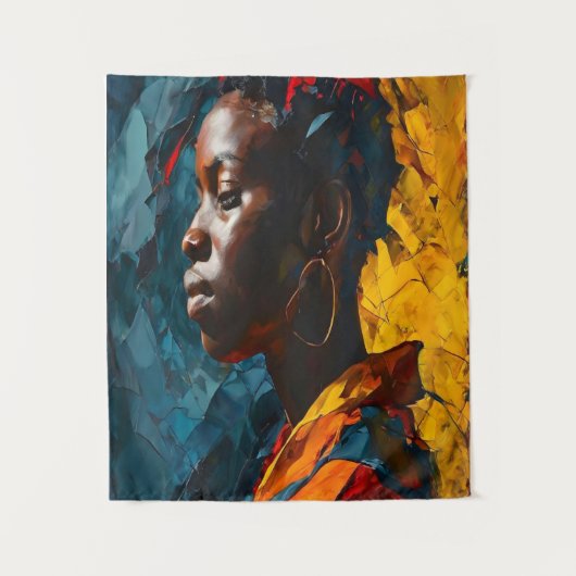 Vet Abstract Portret Levendig Expressionisme Kunst Wandkleed (Voorkant)