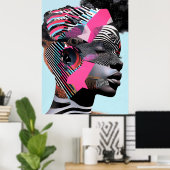 Vet Abstract portret met levendige patronen Poster (Thuiskantoor)