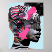 Vet Abstract portret met levendige patronen Poster (Voorkant)