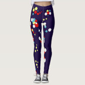 Vet Abstract Rood Blauw Gele Cirkels Leggings (Voorkant)