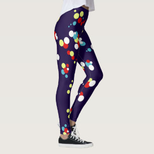 Vet Abstract Rood Blauw Gele Cirkels Leggings