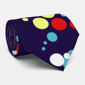 Vet Abstract Rood Blauw Gele Cirkels Stropdas (Opgerold)