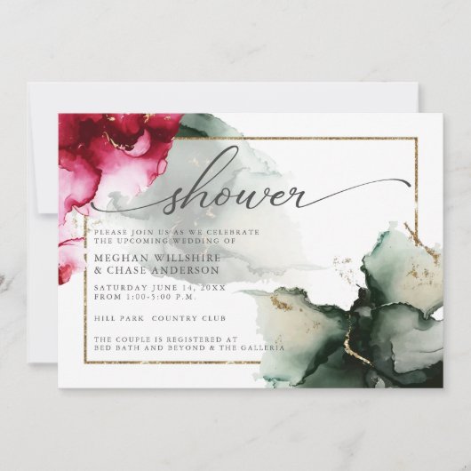 Vet Abstract Roze en Sage Groene Waterverf Kaart (Voorkant)